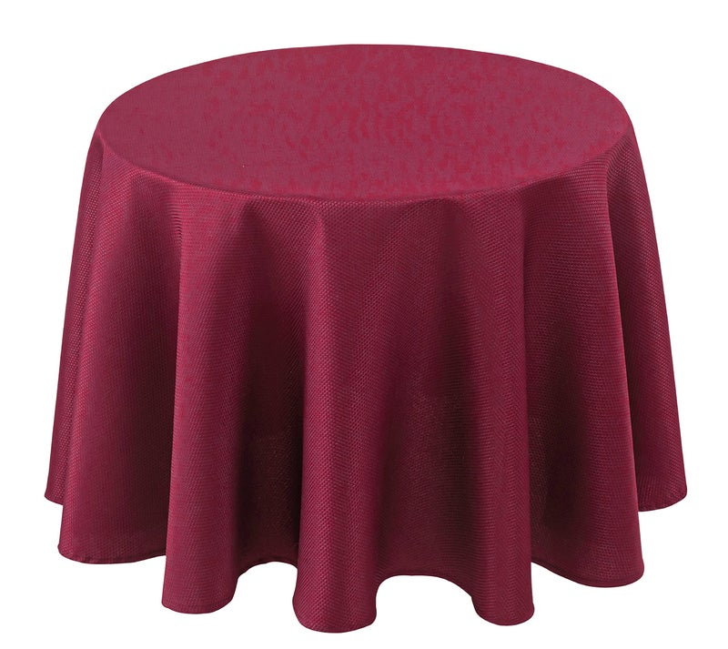 Biscaynebay Textured Fabric Christmas Round Tablecloths 70", Burgundy Water Resistant Folding Table Covers for Dining, Kitchen, Wedding, Parties Machine Washable - Image 1